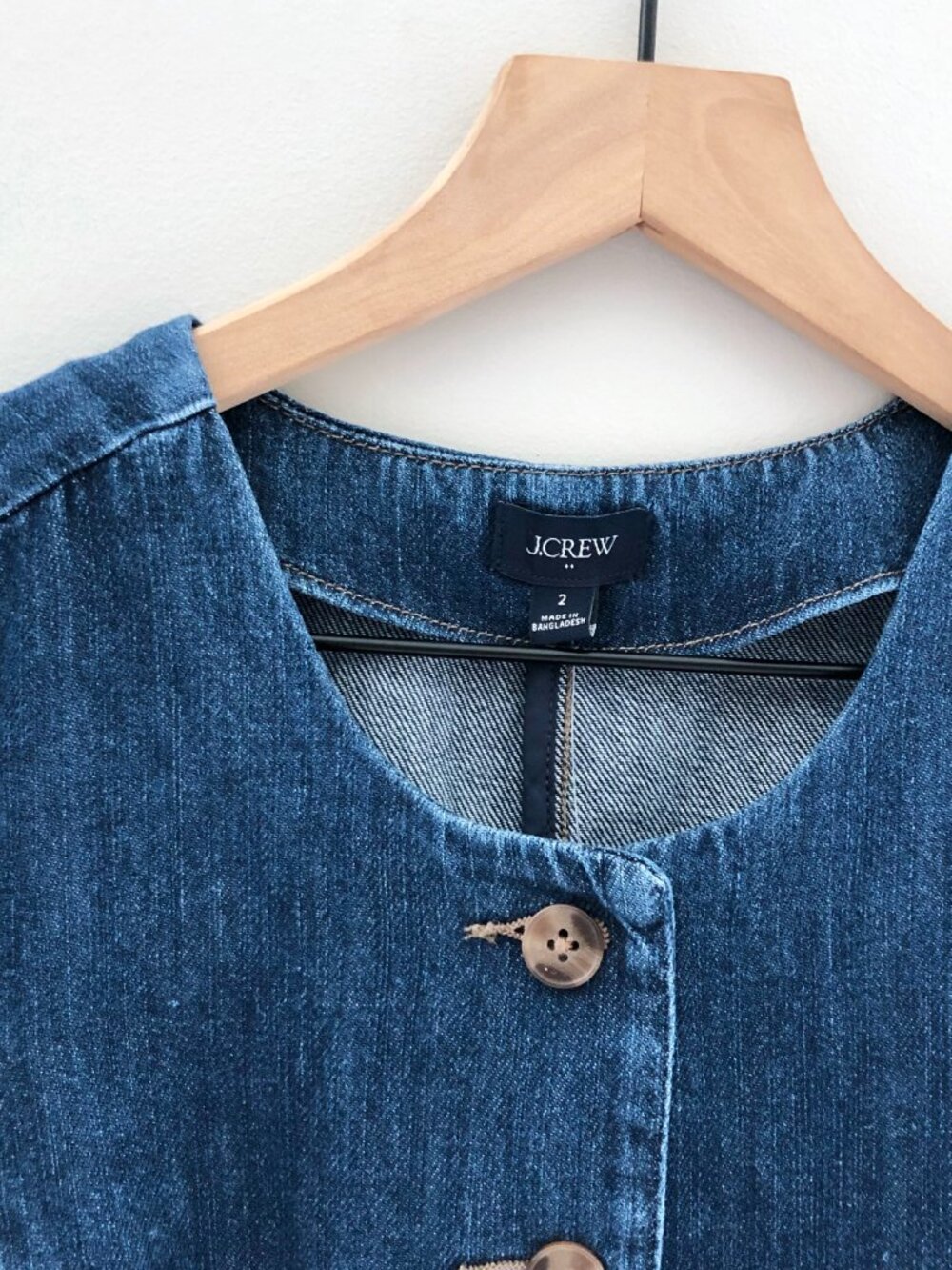 NWT J.Crew Factory Long Denim Button-front Vest - Picture 6 of 7